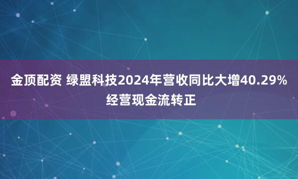 金顶配资 绿盟科技2024年营收同比大增40.29% 经营现金流转正