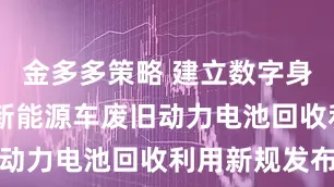 金多多策略 建立数字身份证溯源 新能源车废旧动力电池回收利用新规发布